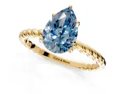Solitaire Engagement Ring Setting for Fancy Blue Pear-Shaped Center with Plain Twisted Rope Band and Prong Head in Yellow Gold