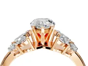 Leaf Cluster Engagement Ring Setting for Pear-Shaped Center with Marquise Accents and Prong Head in Rose Gold