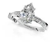 Side Accent Engagement Ring Setting for Pear-Shaped Center with Accent Shoulders and Prong Head in White Gold