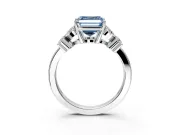 Floral Engagement Ring Setting for Fancy Blue Asscher Cut Center with Marquise Cluster Shoulders and Prong Head in White Gold