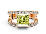 Solitaire Engagement Ring Setting for Fancy Yellow Princess Cut Center with Wide-Open Split Shank and Prong Head in Rose Gold