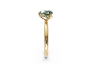 Hidden Halo Engagement Ring Setting for Fancy Green Heart-Shaped Center with Thin Round-Wire Band and Prong Head in Yellow Gold