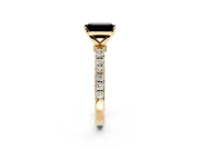 Open Basket Engagement Ring Setting for Fancy Black Emerald Cut Center with Pave Band and Prong Head in Yellow Gold