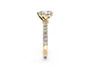 Open Basket Engagement Ring Setting for Pear-Shaped Center with Pave Band and Prong Head in Yellow Gold
