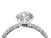 Solitaire Engagement Ring Setting for Marquise Center with Domed Multi-Row Pave Band and Prong Head in Platinum