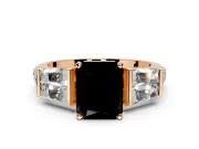 Channel-Set Engagement Ring Setting for Fancy Black Radiant Cut Center with Baguette Band and Prong Head in Rose Gold