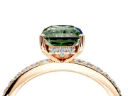 Solitaire Engagement Ring Setting for Fancy Green Radiant Cut Center with Fine Pave Band and Prong Head in Rose Gold