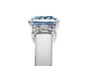 Solitaire Engagement Ring Setting for Fancy Blue Princess Cut Center with Wide Band, Pave Collar and Prong Head in Platinum