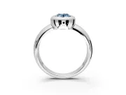Solitaire Engagement Ring Setting for Fancy Blue Oval Center with Wide Band and Bezel Head in Sterling Silver