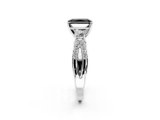 3 Stone Engagement Ring Setting for Fancy Black Radiant Cut Center with Pave Split Shank and Prong Head in Platinum