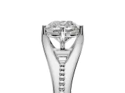 Solitaire Engagement Ring Setting for Cushion Cut Center with Milgrain Cathedral Band and Prong Head in Platinum