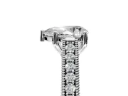Solitaire Engagement Ring Setting for Pear-Shaped Center with Engraved Pave Band and Prong Head in Platinum