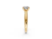 Solitaire Engagement Ring Setting for Cushion Cut Center with Reverse Tapered Band and Prong Head in Yellow Gold