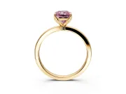 Solitaire Engagement Ring Setting for Fancy Pink Radiant Cut Center with Thin Rounded Plain Band and Prong Head in Yellow Gold