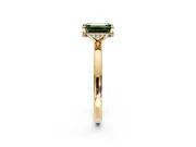 Hidden Halo Engagement Ring Setting for Fancy Green Emerald Cut Center with Plain Band and Tall Prong Head in Yellow Gold