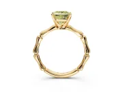 Solitaire Engagement Ring Setting for Fancy Yellow Princess Cut Center with Bamboo Band and Prong Head in Yellow Gold
