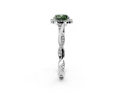 Halo Engagement Ring Setting for Fancy Green Cushion Cut Center with Twist Band and Prong Head in Sterling Silver
