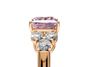 Cluster Engagement Ring Setting for Fancy Pink Princess Cut Center with Round Cut Accent Frame and Prong Head in Rose Gold