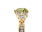 Cluster Engagement Ring Setting for Fancy Yellow Heart-Shaped Center with Bezel Accent Clusters and Prong Head in Yellow Gold