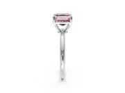 Minimalist Solitaire Engagement Ring Setting for Fancy Pink Asscher Cut Center with Thin Band and Prong Head in White Gold