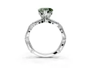 Solitaire Engagement Ring Setting for Fancy Green Heart-Shaped Center with Marquise Panel Band and Prong Head in Sterling Silver