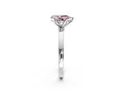 Solitaire Engagement Ring Setting for Fancy Pink Pear-Shaped Center with Thin Rounded Plain Band and Prong Head in Sterling Silver