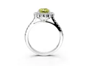 Milgrain Floral Halo Engagement Ring Setting for Fancy Yellow Radiant Cut Center with Pave Band and Prong Head in Sterling Silver