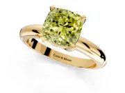 Solitaire Engagement Ring Setting for Fancy Yellow Cushion Cut Center with Wire Band and Prong Head in Yellow Gold