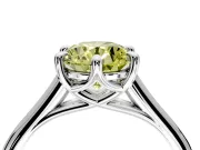 Solitaire Engagement Ring Setting for Fancy Yellow Round Cut Center with Cathedral Band and Prong Head in Sterling Silver