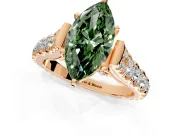 Solitaire Engagement Ring Setting for Fancy Green Marquise Center with Pave Cathedral Shoulders and Prong Head in Rose Gold