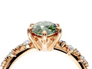 Solitaire Engagement Ring Setting for Fancy Green Marquise Center with Trailing Leaf Accent Band and Prong Head in Rose Gold