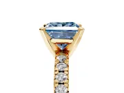 Solitaire Engagement Ring Setting for Fancy Blue Princess Cut Center with Large Accents and Prong Head in Yellow Gold