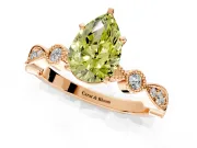 Solitaire Engagement Ring Setting for Fancy Yellow Pear-Shaped Center with Milgrain Bezel Accents and Prong Head in Rose Gold