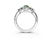 Cluster Engagement Ring Setting for Fancy Green Marquise Center with Bezel Accent Clusters and Prong Head in Platinum