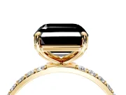 Solitaire Engagement Ring Setting for Fancy Black Asscher Cut Center with Pave Accents and Prong Head in Yellow Gold