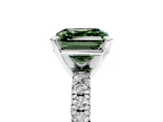 Solitaire Engagement Ring Setting for Fancy Green Asscher Cut Center with Large Accents and Prong Head in Sterling Silver
