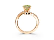 Solitaire Engagement Ring Setting for Fancy Yellow Princess Cut Center with Pave Bypass Swirl Band and Prong Head in Rose Gold