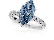 Solitaire Engagement Ring Setting for Fancy Blue Marquise Center with Large Accents and Prong Head in Platinum