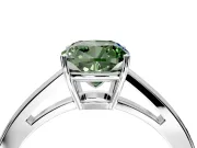 Solitaire Engagement Ring Setting for Fancy Green Cushion Cut Center with Open Cathedral Shoulders and Prong Head in Sterling Silver
