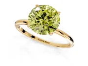 Solitaire Engagement Ring Setting for Fancy Yellow Round Cut Center with Straight Thin Band and Prong Head in Yellow Gold