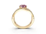 Solitaire Engagement Ring Setting for Fancy Pink Round Cut Center with Wide-Open Split Shank and Prong Head in Yellow Gold