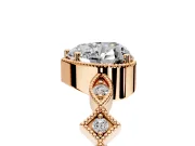 Milgrain Bezel Engagement Ring Setting for Heart-Shaped Center with Marquise Stations and Bezel Head in Rose Gold