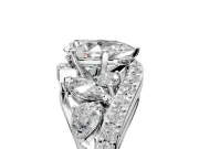 Halo Engagement Ring Setting for Pear-Shaped Center with Marquise and Pave Bypass Band and Prong Head in Platinum