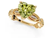 Solitaire Engagement Ring Setting for Fancy Yellow Heart-Shaped Center with Marquise Panel Band and Prong Head in Yellow Gold