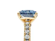Solitaire Engagement Ring Setting for Fancy Blue Radiant Cut Center with Single Row Accent Band and Prong Head in Yellow Gold
