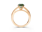 Solitaire Engagement Ring Setting for Fancy Green Round Cut Center with Flat-Sided Plain Band and Prong Head in Rose Gold