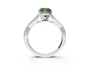 Solitaire Engagement Ring Setting for Fancy Green Cushion Cut Center with Twisted Pave Split Shank and Prong Head in Platinum