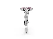 Solitaire Engagement Ring Setting for Fancy Pink Marquise Center with Bar-Station Pave Twist and Prong Head in White Gold