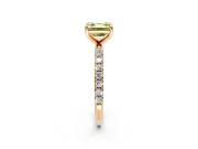Solitaire Engagement Ring Setting for Fancy Yellow Asscher Cut Center with Micro Pave Band and Prong Head in Rose Gold