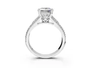 Solitaire Engagement Ring Setting for Princess Cut Center with Pave Rail Split Shank and Prong Head in Sterling Silver